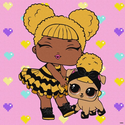 Картина за номерами для дітей "L.O.L. Surprise! TroopSurprise Queen Bee With Queen Pup" 40*40см