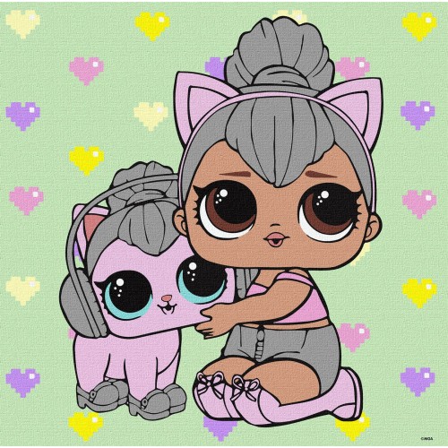 Картина за номерами для дітей "L.O.L. Surprise! TroopSurprise Kitty Queen With Kitty Kitty" 40*40см