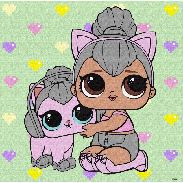 Картина за номерами для дітей "L.O.L. Surprise! TroopSurprise Kitty Queen With Kitty Kitty" 40*40см