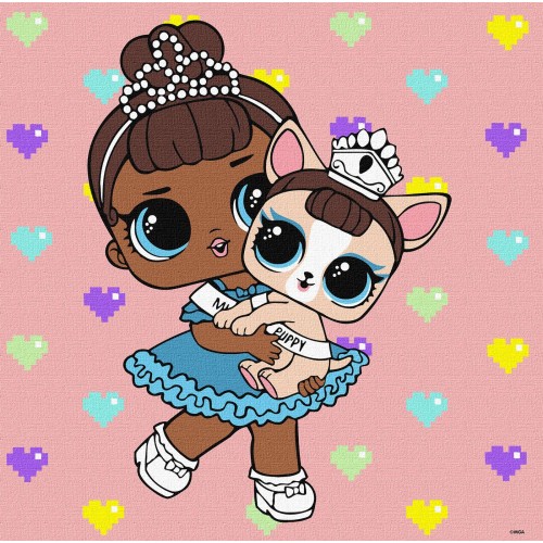 Картина за номерами для дітей "L.O.L. Surprise! TroopSurprise Miss Baby With Miss Puppy" 40*40см