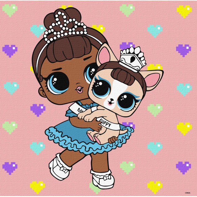 Картина за номерами для дітей "L.O.L. Surprise! TroopSurprise Miss Baby With Miss Puppy" 40*40см