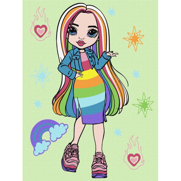 Картина за номерами для дітей "Rainbow High Amaya Raine" 30х40см, термопакет, ТМ Ідейка