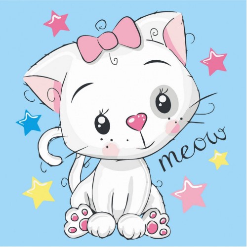 Картина за номерами "Біленька киця" 30*30см, в термопакеті, ART Craft