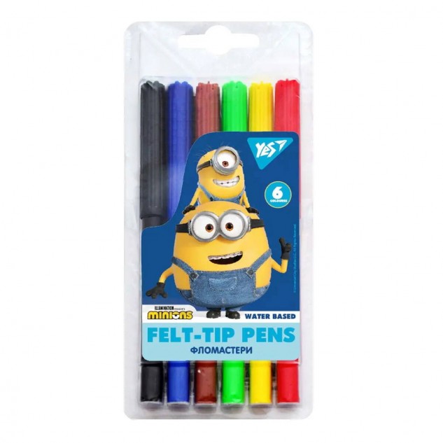 Фломастери 6 кольорів "Minions", блістер 17*7*1см, ТМ YES