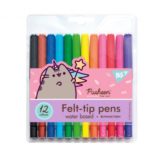 Фломастери 12 кольорів Pusheen, блістер 18*13*1см, ТМ YES
