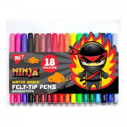 Фломастери 18 кольорів "Ninja", блістер 18*20*1см, ТМ YES