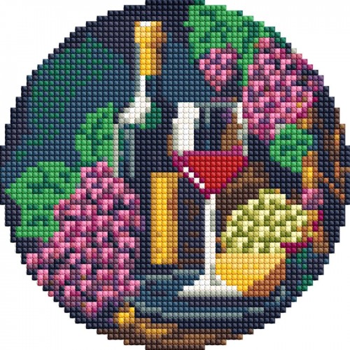 Алмазна мозаїка "Вишукана дегустація" на круглому підрамнику d19см, термопакет, ТМ Ідейка