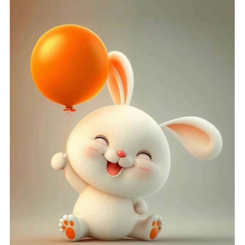 Алмазна мозаїка "Веселий кролик з повітряною кулькою", 20*20см, на рамці, в кор.21*21*2,5см