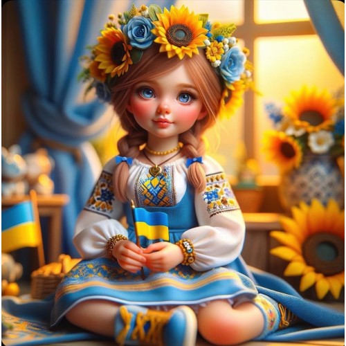 Алмазна мозаїка "В блакитно-жовтих кольорах", 20*20см, на рамці, в кор. 21*21*2,5см, ТМ Dreamtoys