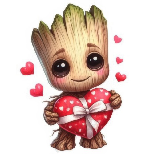 Алмазна мозаїка "Грут з серцем", 20*20см, на рамці, в кор. 21*21*2,5см, ТМ Dreamtoys