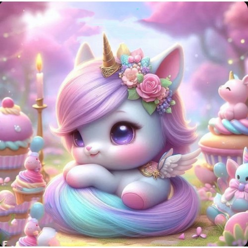 Алмазна мозаїка "Єдиноріжка в рожевому світі", 20*20см, на рамці, в кор. 21*21*2,5см, ТМ Dreamtoys