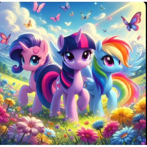 Алмазна мозаїка "Єдиноріжки в квітковому полі", 20*20см, на рамці, в кор. 21*21*2,5см, ТМ Dreamtoys