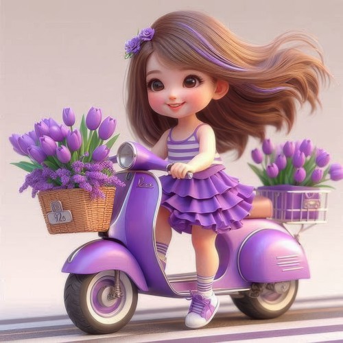 Алмазна мозаїка "Бузкова дівчинка", 20*20см, на рамці, в кор. 21*21*2,5см, ТМ Dreamtoys