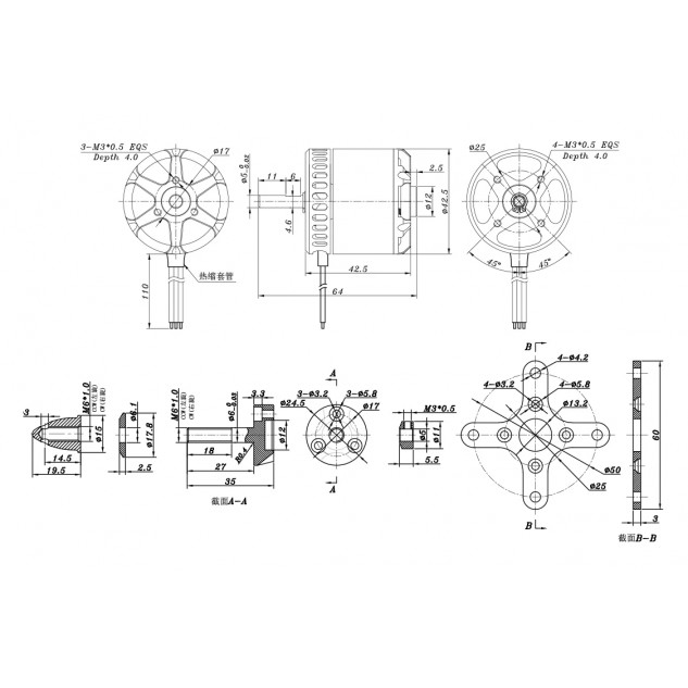 Мотор SunnySky X3520 V3 KV560 для самолетов