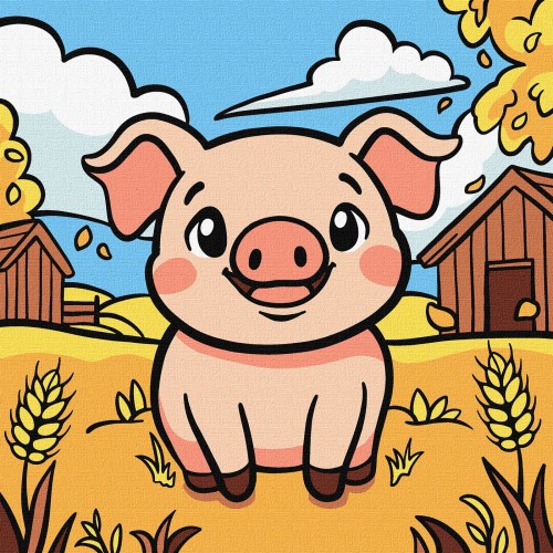 Картина за номерами  для дітей "Файне порося" 25х25см, термопакет, ТМ Ідейка