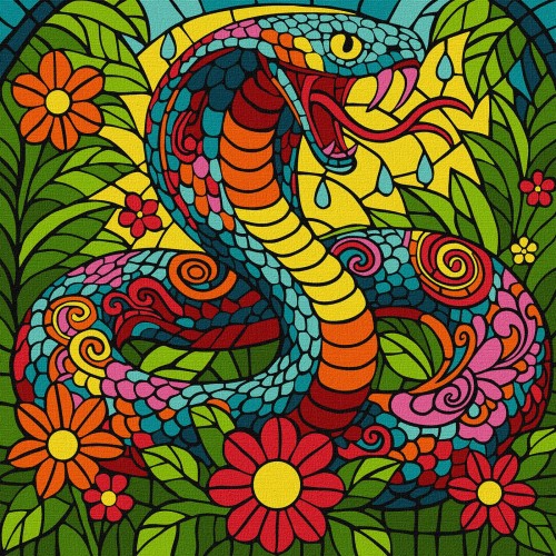 Картина за номерами "Вітраж. Тропічна кобра" 30x30см, термопакет, ТМ Ідейка