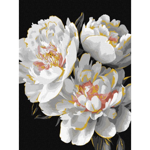 Картина за номерами "Білосніжні бутони з фарбами металік" 30х40см, термопакет, ТМ Ідейка
