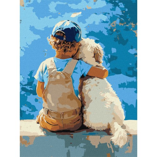 Картина за номерами "Хлопчик та пес" 30x40см, термопакет, ТМ Ідейка