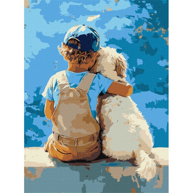 Картина за номерами "Хлопчик та пес" 30x40см, термопакет, ТМ Ідейка