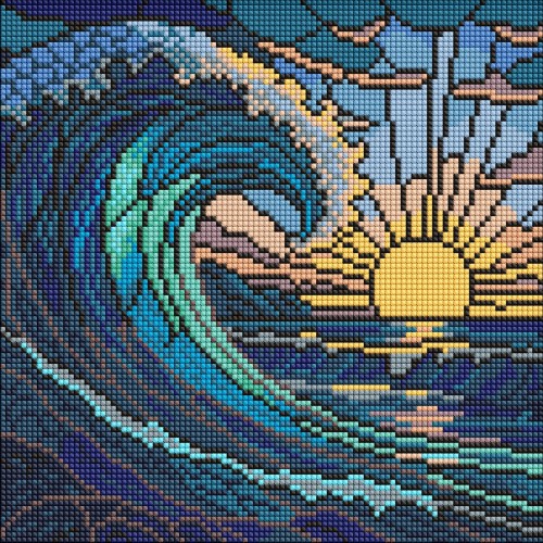 Алмазна мозаїка "Вітраж. Хвиля" 30*30см, термопакет, ТМ Ідейка