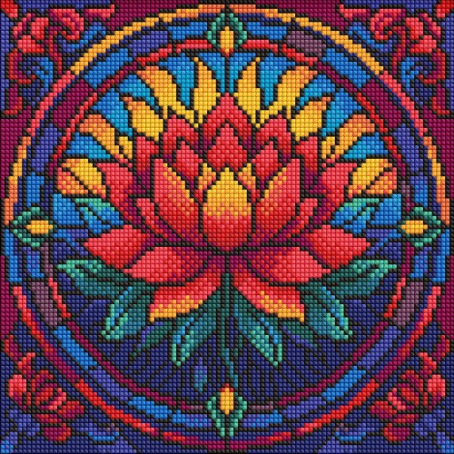 Алмазна мозаїка "Вітраж. Лотос" 30*30см, термопакет, ТМ Ідейка