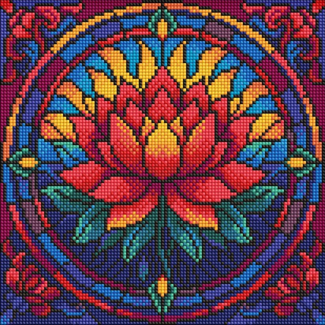 Алмазна мозаїка "Вітраж. Лотос" 30*30см, термопакет, ТМ Ідейка