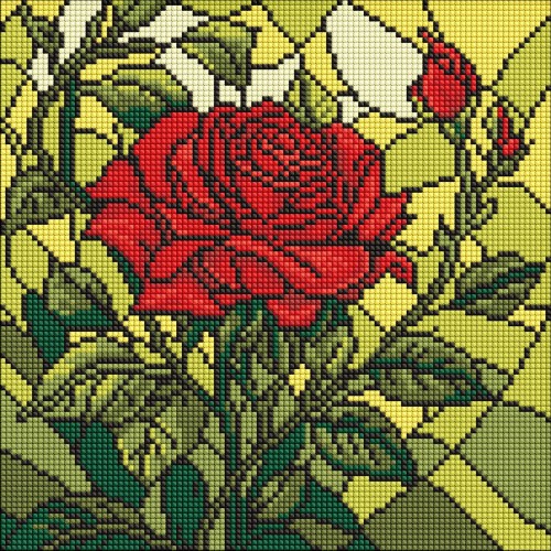 Алмазна мозаїка "Вітраж. Троянда" 30*30см, термопакет, ТМ Ідейка
