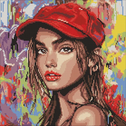 Алмазна мозаїка "Сучасна Червона шапочка" 40*40см, термопакет, ТМ Ідейка