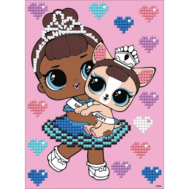 Алмазна мозаїка вибірково "L.O.L. Surprise! Miss Baby With Miss Puppy" 15*20см