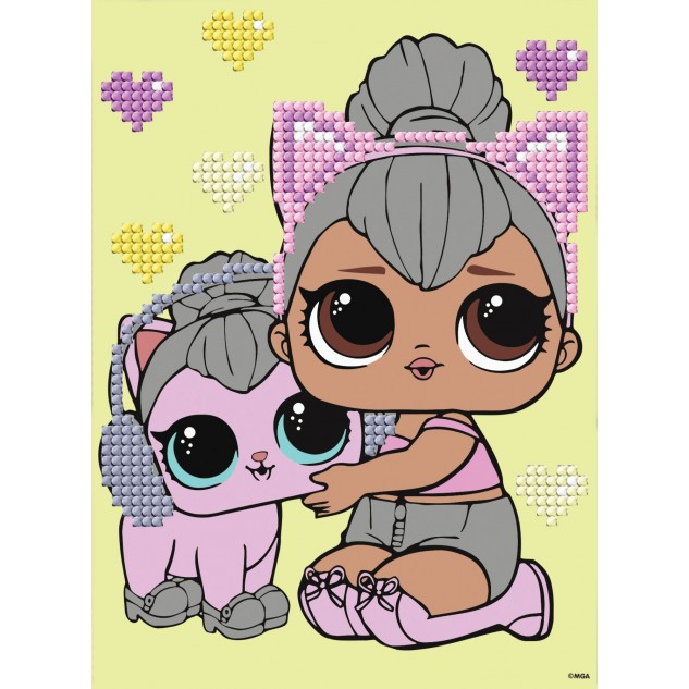 Алмазна мозаїка (вибірково) "L.O.L. Surprise! Kitty Queen With Kitty Kitty" 15*20см