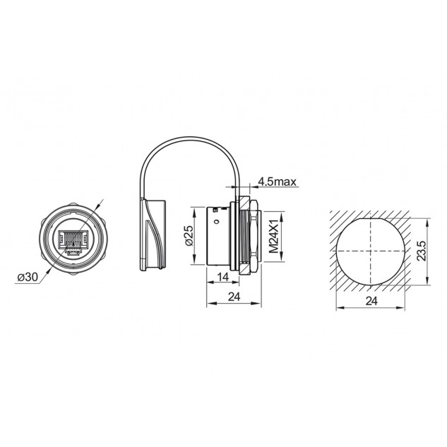 50 шт - Коннекторы WEIPU SA2412-SRJ45 LAN IP67