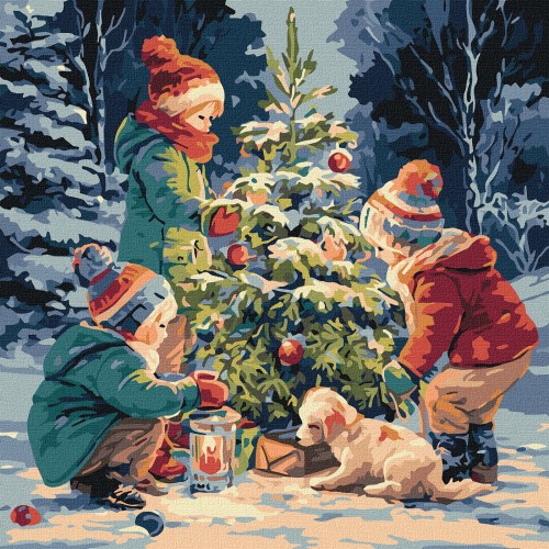 Картина за номерами "Ялинка дружби" 40*40см, термопакет, ТМ Ідейка