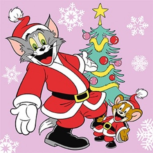 Картина за номерами для дітей WB "Tom and Jerry: біля ялинки" 25х25см