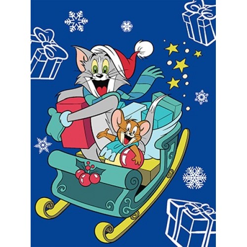 Картина за номерами для дітей WB "Tom and Jerry: на санчатах" 30х40см, термопакет, ТМ Ідейка