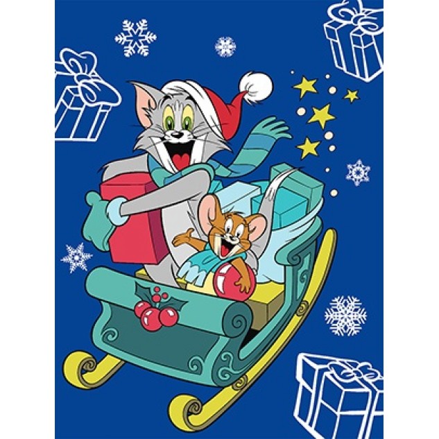 Картина за номерами для дітей WB "Tom and Jerry: на санчатах" 30х40см, термопакет, ТМ Ідейка
