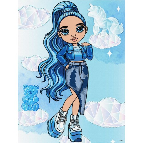 Картина за номерами для дітей "Rainbow High. Skyler" зі стразами 30х40см, термопакет, ТМ Ідейка
