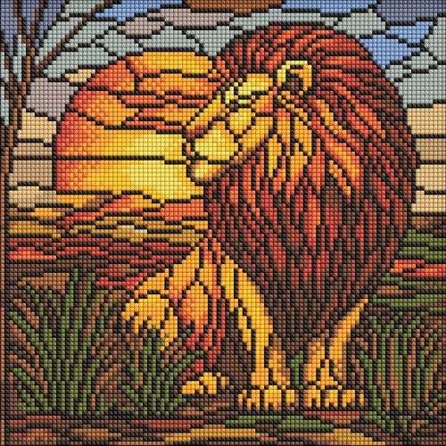 Алмазна мозаїка "Вітраж. Лев" 30х30см, термопакет, ТМ Ідейка