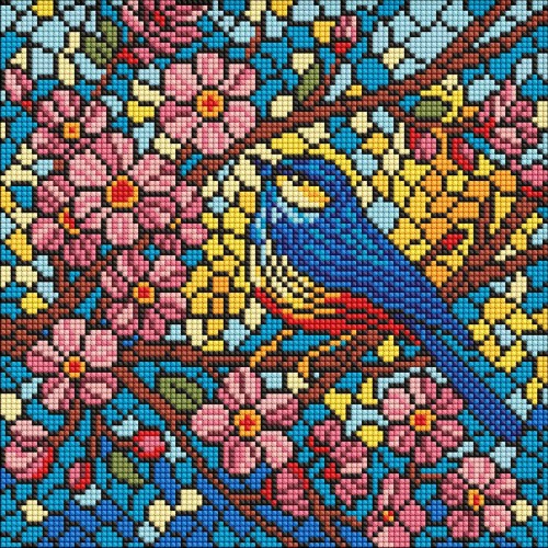 Алмазна мозаїка "Вітраж. Синиця" 30х30см, термопакет, ТМ Ідейка
