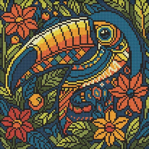 Алмазна мозаїка "Вітраж. Тукан" 30х30см, термопакет, ТМ Ідейка