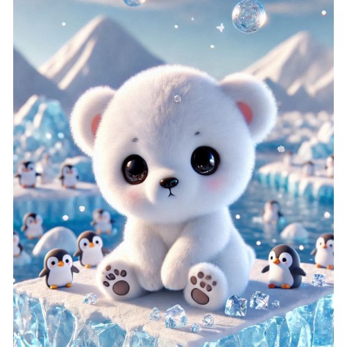 Алмазна мозаїка "Ведмежа та маленькі супутники", 20*20см, на рамці, в кор. 21*21*2,5см, ТМ Dreamtoys