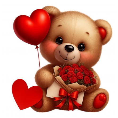 Алмазна мозаїка "Ведмедик- романтик", 20*20см, на рамці, в кор. 21*21*2,5см, ТМ Dreamtoys