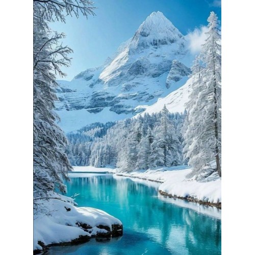 Алмазна мозаїка "Бірюза серед снігу", 40*50см, на підрамнику, в кор. 41*51*2,5см, ТМ Dreamtoys