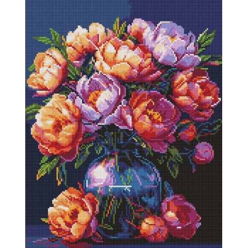 Алмазна мозаїка "Букет півоній" 40х50см, термопакет, ТМ Ідейка