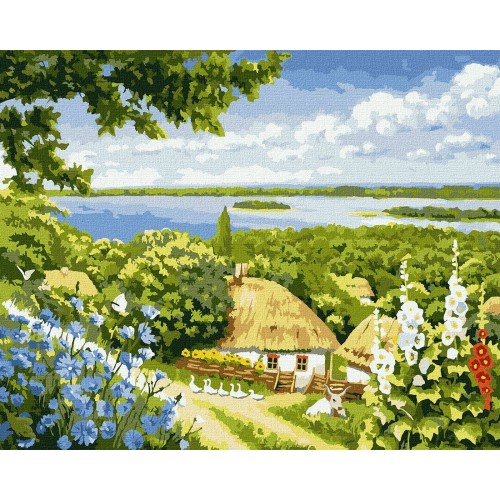 Картина за номерами "Сільський куточок" в термопакеті 40*50см, ТМ Ідейка, Україна