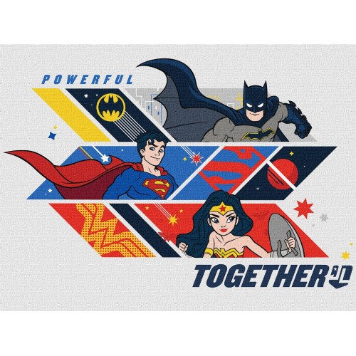Картина за номерами для дітей WB "Super Friends: Powerful together" 30х40см, термопакет, ТМ Ідейка, 
