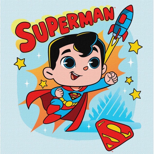 Картина за номерами для дітей WB "Superman: Політ до зірок" 25х25см, термопакет, ТМ Ідейка, Україна