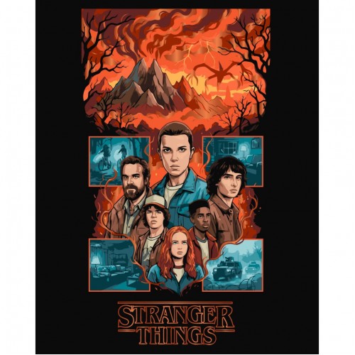 Картина за номерами "Stranger Things: Перед бурею" з металізованими фарбами 40*50см, в термопакеті, 