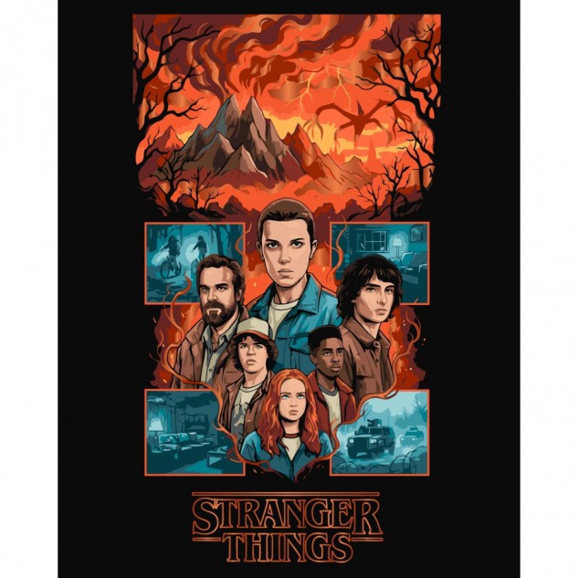 Картина за номерами "Stranger Things: Перед бурею" з металізованими фарбами 40*50см, в термопакеті,