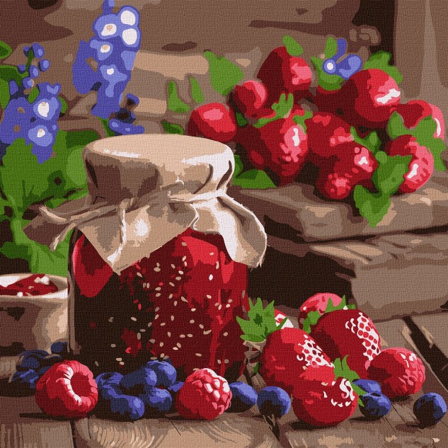 Картина за номерами "Малинове варення" 40*40см, термопакет, ТМ Ідейка, Україна