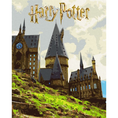 Картина за номерами WB "Harry Potter: Пейзаж Гоґвортсу з фарбами металік" 40*50см, термопакет, ТМ Ід